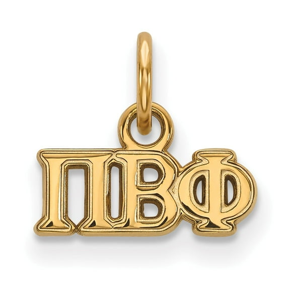 Solid 925 Sterling Silver with Gold-Toned Pi Beta Phi Small Pendant 15mm x 13mm Solid 925 Sterling Silver with Gold-Toned Pi Beta Phi Small Pendant 15mm x 13mm